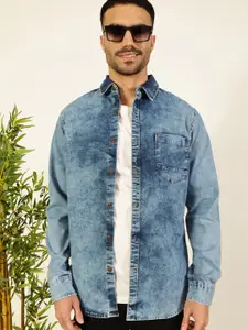 Thomas Scott Men Smart Slim Fit Faded Opaque Faded Casual Shirt