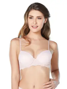 Amante Pink Solid Underwired Lightly Padded Push-Up Bra