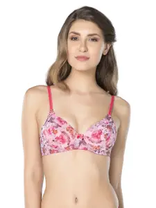 Amante Pink Printed Underwired Lightly Padded Push-Up Bra