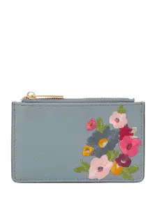 Accessorize Women Floral Embroidered Card Holder Blue