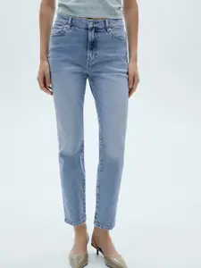 MANGO Women Slim Fit Light Fade Stretchable Cropped Jeans