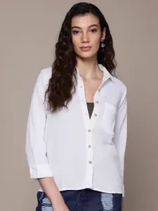 The Roadster Lifestyle Co. Seersucker Opaque Casual Shirt