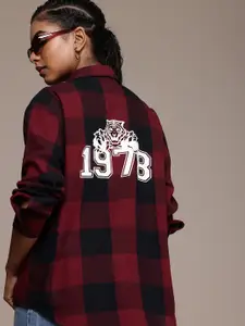 The Roadster Life Co. Pure Cotton Checked Drop-Shoulder Sleeves Relaxed Fit Casual Shirt