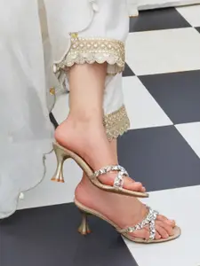 CAI Embellished Open Toe Stiletto Heels