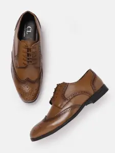 Carlton London Men Leather Perforated Formal Brogues