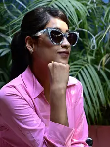 HAMILTANO WINSTON Women Black Lens Oversized Sunglasses with UV Protected