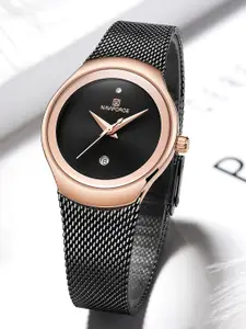 Naviforce Women Brass Embellished Dial & Stainless Steel Straps Analogue Watch NF5004 RGB