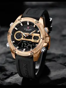 Naviforce Men Brass Embellished Dial & Straps Analogue and Digital