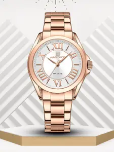 Naviforce Women Brass Dial & Stainless Steel Straps Analogue Watch NF5037 RGW