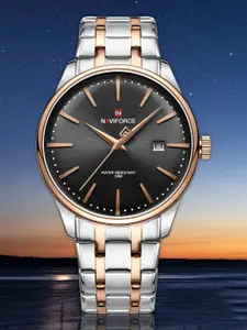Naviforce Men Brass Dial & Stainless Steel Straps Analogue Watch NF9230 SBRG