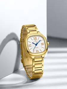 Naviforce Women Brass Dial & Stainless Steel Straps Analogue Watch NF5042 GWG