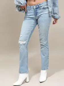Tokyo Talkies Women Bootcut Mildly Distressed Heavy Fade Stretchable Jeans
