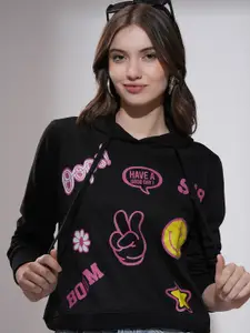 Tokyo Talkies Women Printed Hooded Sweatshirt