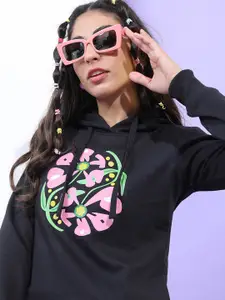 Tokyo Talkies Women Printed Hooded Sweatshirt