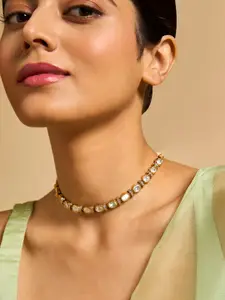 Kushal's Fashion Jewellery Copper Kundan Studded Necklace