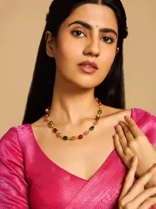 Kushal's Fashion Jewellery Gold-Plated Beaded Antique Necklace