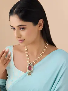 Kushal's Fashion Jewellery Gold-Plated Stone Studded & Beaded Necklace