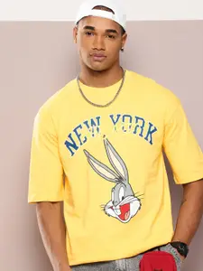 Kook N Keech Printed Drop-Shoulder Sleeves Oversized Pure Cotton T-shirt