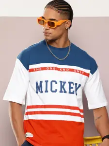 Kook N Keech Mickey Mouse Printed Drop-Shoulder Sleeves Oversized Pure Cotton T-shirt