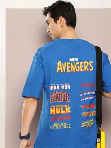 Kook N Keech Marvel Typography Printed Drop-Shoulder Sleeves Pure Cotton Oversized T-shirt