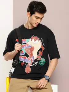 Kook N Keech Tasmanian Devil Printed Drop-Shoulder Sleeves Pure Cotton Oversized T-shirt