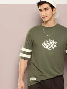 Kook N Keech Typography Printed Drop-Shoulder Sleeves Pure Cotton Oversized T-shirt