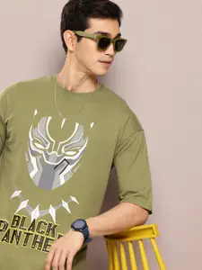 Kook N Keech Black Panther Printed Drop-Shoulder Sleeves Pure Cotton Oversized T-shirt