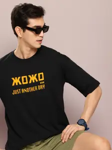 Kook N Keech Pure Cotton Typography Printed Drop-Shoulder Sleeves Oversized T-shirt