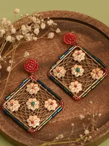 XPNSV Gold Plated Artificial Beads Drop Earrings