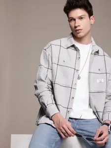 WROGN Self Checked Pure Cotton Oversized Casual Shirt