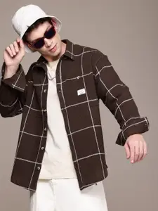 WROGN Self Checked Pure Cotton Oversized Casual Shirt