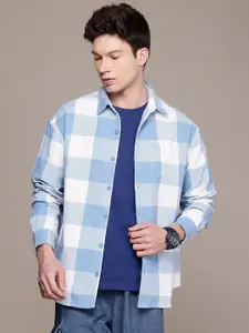 WROGN Oversized Fit Opaque Checked Pure Cotton Casual Shirt