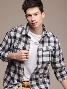 WROGN Comfort Fit Opaque Checked Pure Cotton Casual Shirt