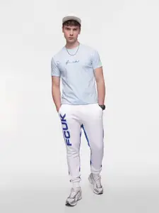 FCUK Men Brand Logo Printed Colorblocked Relaxed Fit  Joggers