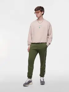 FCUK Men Brand Logo Taping Detailed Relaxed Fit  Joggers