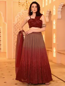 PURVAJA Embellished Sequinned Ready to Wear Lehenga & Unstitched Blouse With Dupatta