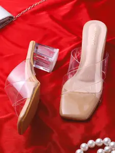 TRASE Transparent Open Toe Block Heel Sandals