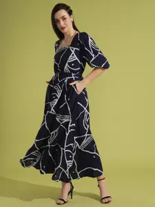 Globus Printed Puff Sleeve Maxi Dress