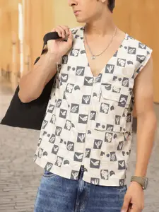 Kook N Keech Geometry Printed Sleeveless Jacket