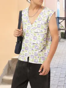 Kook N Keech Layering Printed Sleeveless Jacket