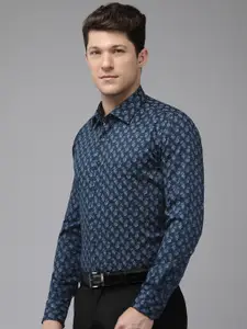 Van Heusen Slim Fit Floral Printed Pure Cotton Formal Shirt