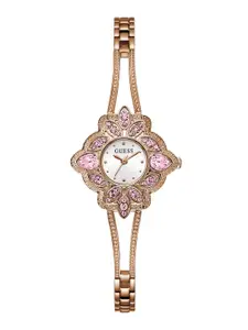 GUESS Women Floral Stone Embellished Stainless Steel Analogue Watch - GW0681L3