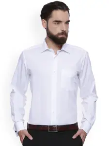 Van Heusen Men White Slim Fit Self Design Formal Shirt