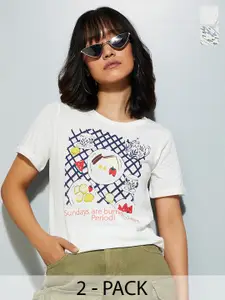 Max Urb_N Women Graphic Printed T-Shirt - Pack of 2