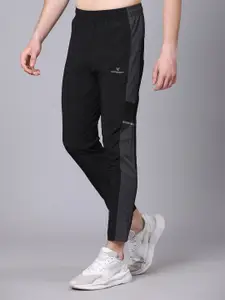 Dpassion Men Colourblocked Relaxed-Fit Rapid-Dry Running Track Pants