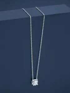 Kushal's Fashion Jewellery  Sterling Silver Rhodium-Plated Cubic Zirconia Necklace