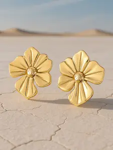 Rubans 18K Gold Plated Stainless Steel Tarnish-Free Waterproof Demi-Fine Floral Studs