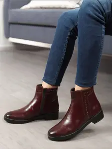 ELLE Women Leather Mid-Top Chelsea Boots