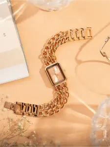 Carlton London Women Dial & Stainless Steel Bracelet Style Straps Analogue Watch CLRGCGLD