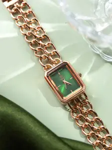 Carlton London Women Embellished Dial & Stainless Steel Bracelet Style Straps Analogue Watch CLRGCGRN